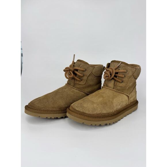 UGG Neumel Chestnut Suede Lace-Up Chukka Boots Women’s 6 Sheepskin Lined - Picture 2 of 14
